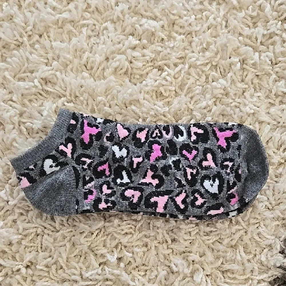 Print Ankle Socks Pink Grey White Accents Womens Y2k Anklet